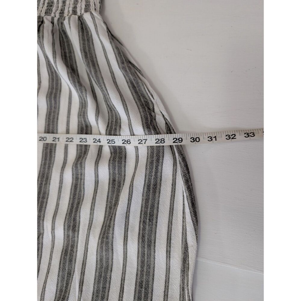 J For Justify Dress Womens XL Striped Linen Blend Smocked Summer Green Black - Picture 9 of 10